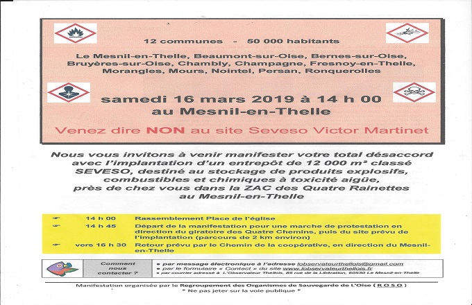  Samedi 16 mars, manifestation au Mesnil contre le stockage de produits chimiques dangereux